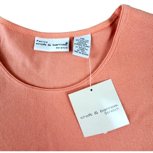 Croft & Barrow Womans Coral Rib Knit Top size Petite Medium NWT  JH1473 - Picture 3 of 3